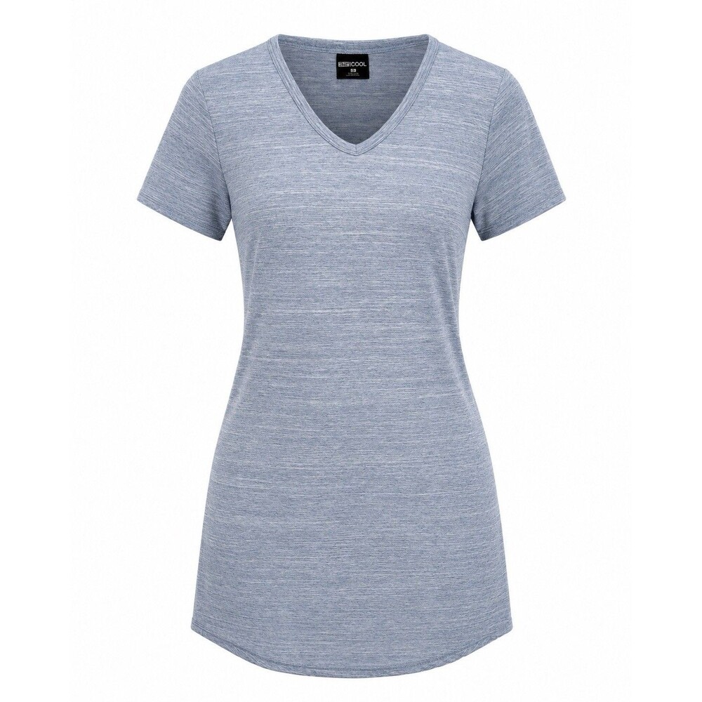 32 Degrees Cool Womens V-Neck T-Shirt Dress Pockets Blue Heather Size Small